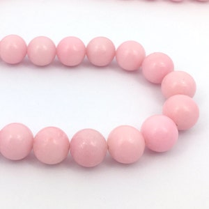 8 Pink Stone Bead, 10mm Jade Stone Bead, Smooth Round Spacer, Loose Gemstone Bead, Natural Stone, Semiprecious Bead, Jewelry Making Bead
