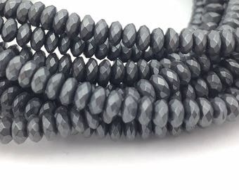 4mm Matte Rondelle bead, Faceted Hematite, Rondelle Spacer, Gemstone Bead, Natural Stone, Semiprecious Stone, Jewelry Making Bead, HM026