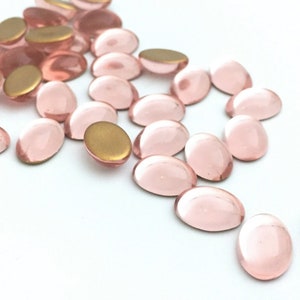 10x14 Czech Glass Cabochon Pink, Flat Back Cabochon, Vintage Cabochon, DIY Cabochon, 8pcs, 0011G