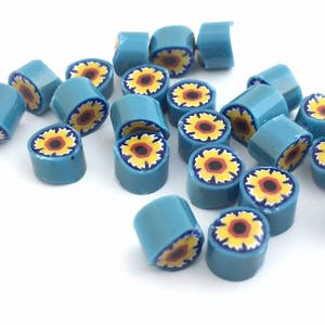 Murrini Millefiori, Mosaic Art, Lampwork, Fused Glass, DIY Craft, Murano Glass, Venetian Glass, Effetre, Blue Yellow, 6-7mm, COE104, 6222