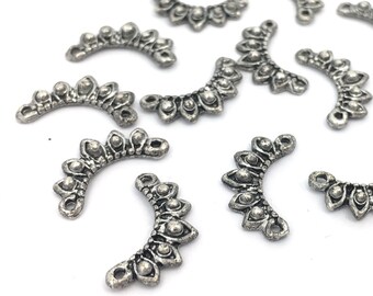 Connecteur de collier en métal, barre incurvée, connecteur de fleur, découvertes de bijoux, fabrication de bijoux, argent antique, 17mm, 20pcs, 1-7/11