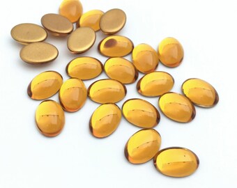 Cabochão vintage 10x14, cabochão com parte traseira plana, cabochão de vidro oval, cabochão de vidro tcheco, folha de ouro, marrom topázio, atacado, 8 peças, 0018E