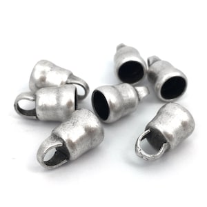 9x15 Brass Bell Cap, Cord End Cap, Leather Cord Clasp, Glue In, Necklace Bracelet End Cap, Rhodium Plated, 6pcs, Made In Italy, 1-5/7