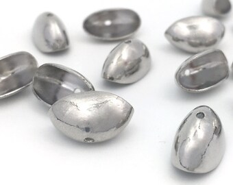 7x14 Silber Kordel Endkappe, Quaste Kappe, Perlenkappe, Metall Verbinder, Messing Kappe, Schmuckzubehör, rhodiniert, 2 Stück, Made in Italy 1-3 / 7