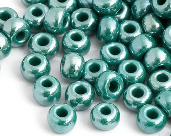 20g 5/0 Luster Green Czech Seed Bead, Espaciador, Bordado, Tejido de cuentas, DIY Craft, Bulk, Vintage, Wholesale, 4519F, SB6-5