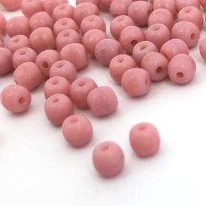 100pc 3mm Dusty Pink Druk Bead, Czech Pressed Glass Bead, Smooth Round, Tiny Spacer, DIY Craft, Jewelry Making, Bulk, 2224G, CG4-4
