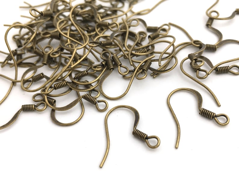 50 Antique Bronze French Hook Earwire, Earring Hook, Fish Hook, DIY Earring, Earring Findings, Earring Components, Wholesale, MF0035, 1-6/5 image 1