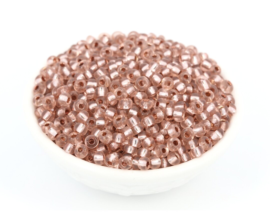 20g 6/0 Peachy Brown Seed Bead, Czech Seed Bead, Spacer Bead, Silver