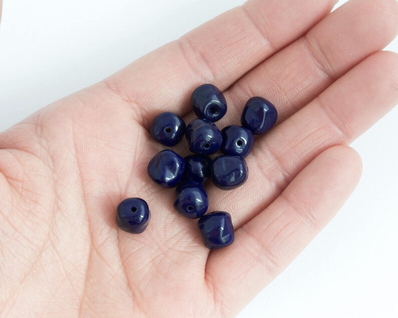 DIY Jewelry Nugget Bead Czech Pressed Glass Bead Geometric Bead 1336C 20pcs Bohemian Bead Dark Blue Spacer Bead 8x9