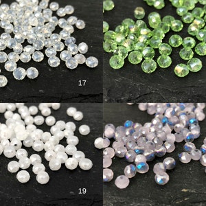 4mm Glass Rondelle Beads, Faceted Rondelle, Small Spacer Bead, Craft Beads, White Red Brown Black Green Gray Blue 21 Colors, 14" Inch, CH8-7 image 5