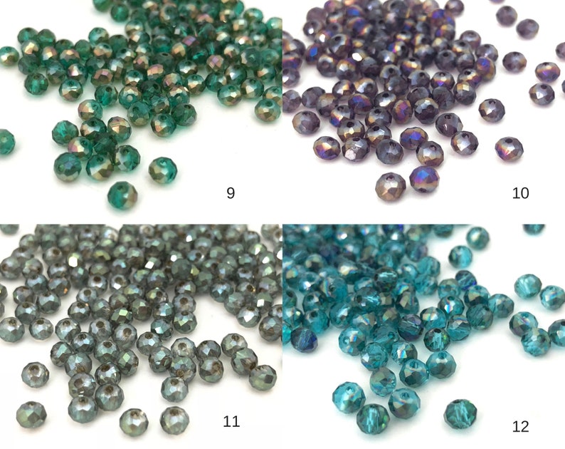 4mm Glass Rondelle Beads, Faceted Rondelle, Small Spacer Bead, Craft Beads, White Red Brown Black Green Gray Blue 21 Colors, 14" Inch, CH8-7 image 4