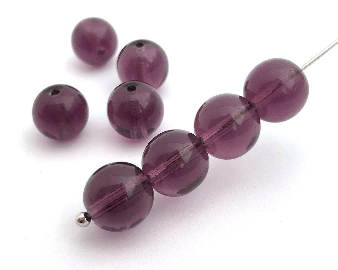Boîte De Perles De Verre Artisanales - Ronde, 9 Cases, Couleur Violine - Pour Créations Bijoux