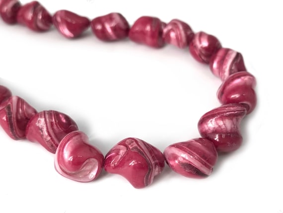 10 x MOP Dyed flat oblong shell beads OB15 Rose