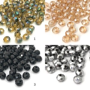 4mm Glass Rondelle Beads, Faceted Rondelle, Small Spacer Bead, Craft Beads, White Red Brown Black Green Gray Blue 21 Colors, 14" Inch, CH8-7 image 2