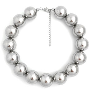 Large Ball Chain Sterling Silver Lock & Key Gemstone Necklace, Tiny Charms,  Chunky Statement Choker, Black Tourmaline, #1447
