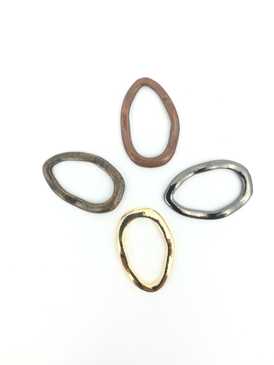 4pc Metal Ring Spacer, Ring Connector, Ring Pendant, Gold Plated
