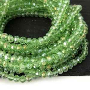 4mm Glass Rondelle Beads, Faceted Rondelle, Small Spacer Bead, Craft Beads, White Red Brown Black Green Gray Blue 21 Colors, 14" Inch, CH8-7 image 8
