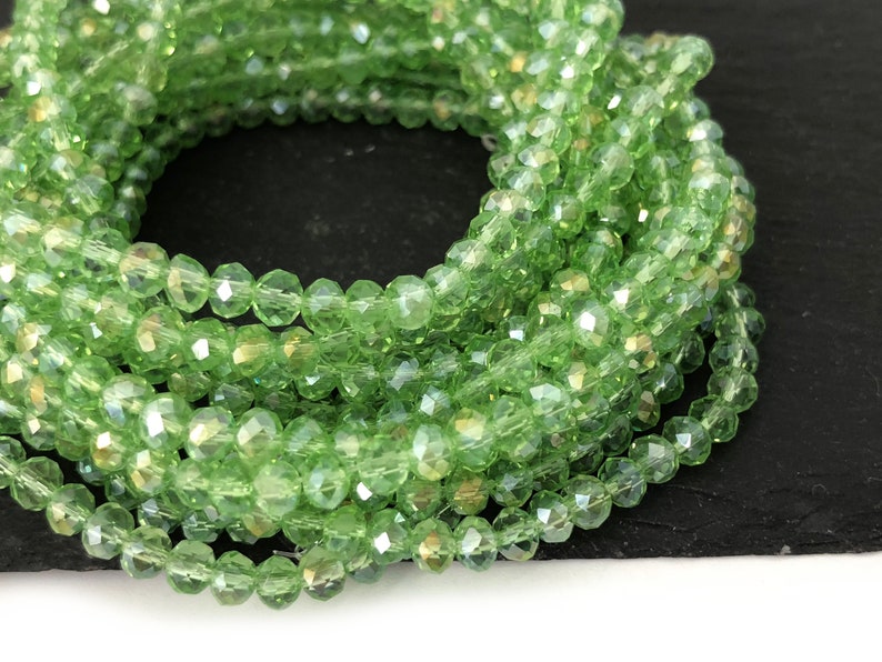 4mm Glass Rondelle Beads, Faceted Rondelle, Small Spacer Bead, Craft Beads, White Red Brown Black Green Gray Blue 21 Colors, 14" Inch, CH8-7 image 8