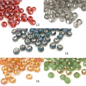 4mm Glass Rondelle Beads, Faceted Rondelle, Small Spacer Bead, Craft Beads, White Red Brown Black Green Gray Blue 21 Colors, 14" Inch, CH8-7 image 6