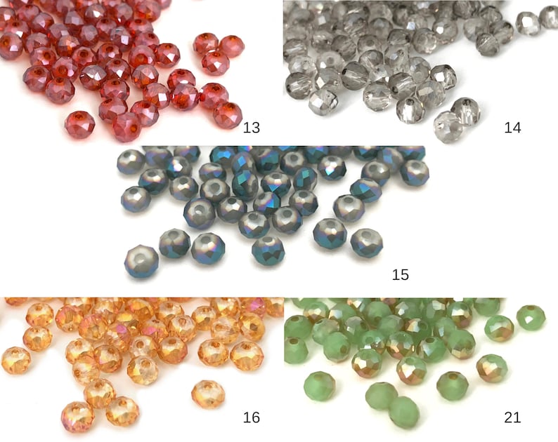 4mm Glass Rondelle Beads, Faceted Rondelle, Small Spacer Bead, Craft Beads, White Red Brown Black Green Gray Blue 21 Colors, 14" Inch, CH8-7 image 6