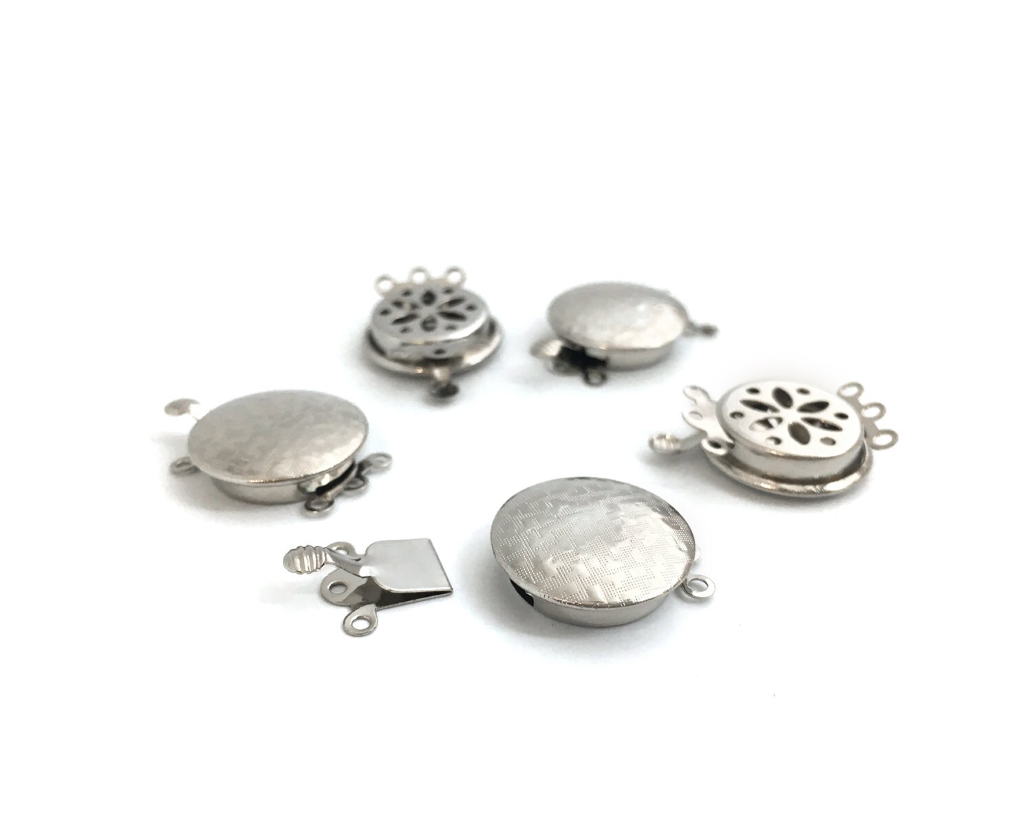 3 Holes Round Box Clasp, Brass Clasp, Necklace Clasp, Bracelet