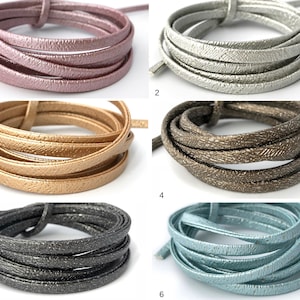 6mm Metallic Cord, PU Cord, Flat Cord, Faux Leather Cord, Necklace Cord, Bracelet Cord, Jewelry Cord, Trimming, 6 colors, 2 yard, CL3-1