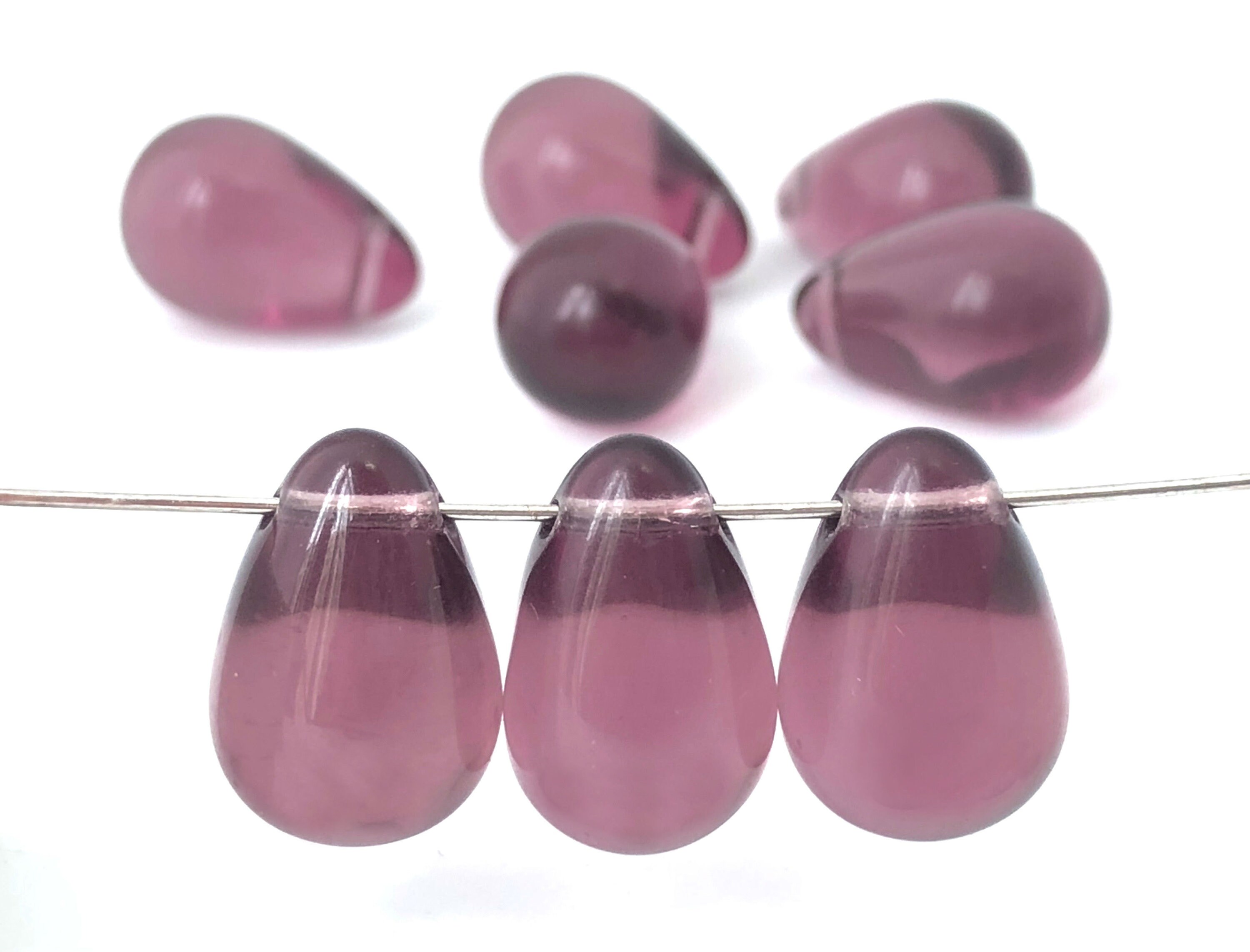 6 Purple Teardrop Beads 12x18 Teardrop Charm Beads Czech Etsy