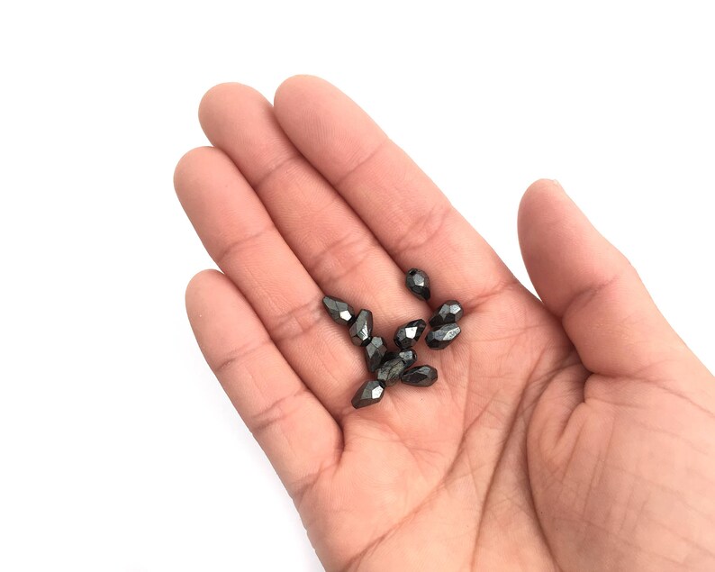 Black Teardrop Bead Vintage Beads 1454A Wholesale Faceted Beads Czech Fire Polished Beads 20 Small Teardrop Beads Hematite 5x7