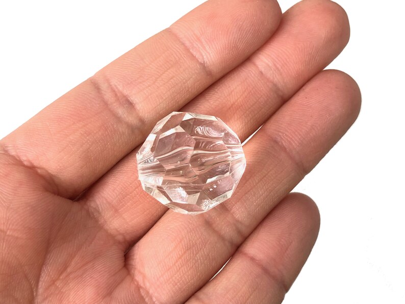 20mm Large Hole Beads Clear Acrylic Beads Faceted Round Etsy