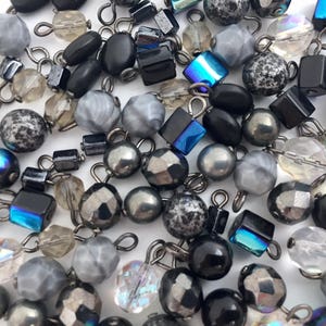 Bulk Lot 100 Dangle Bead Charm, Assorted Bead Mix, Bead Soup, Czech Bead Mix, Black Gray, DIY Jewelry Making Charm, Wholesale Charm, BM030A