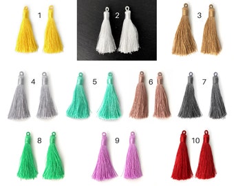 2 Silky Tassel, Earring Tassels, Necklace Tassels, Tassel Pendant, Jewelry Making Tassels, Handmade Long Tassels, Boho Tassels, 10 Colors