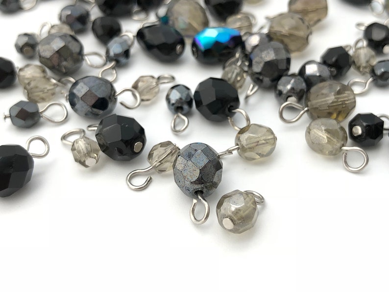 Bulk Lot 100 Dangle Bead Charm Mix Gray Black Bead Mix Etsy