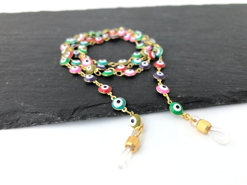 Reading Glass Chain Sunglass Chain EC043 Eyeglass Chain Gift For Her Eyeglass Lanyard Holder Glasses Chain Multicolor Evil Eye