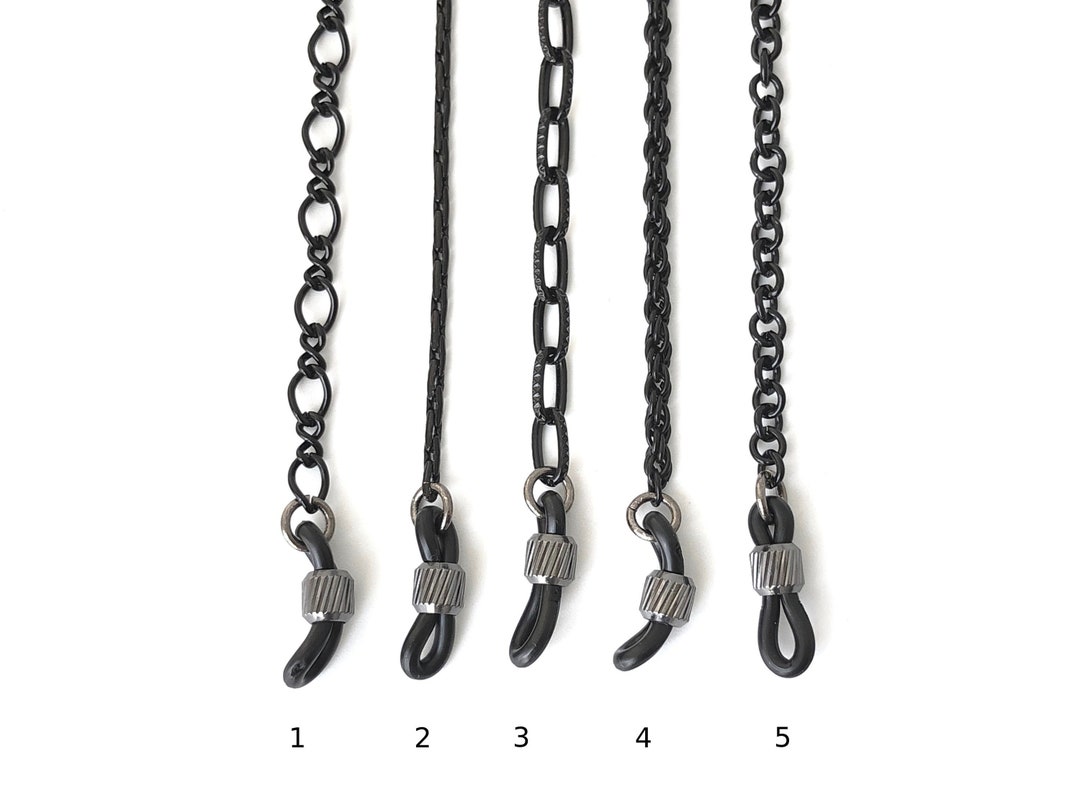 Black Eyeglass Chain, Mens Eyeglass Chain, Sunglass Chain, Eyeglass