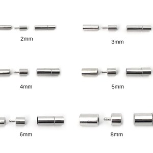 May include: Set of six silver magnetic clasps for jewelry making, ranging in size from 2mm to 8mm.