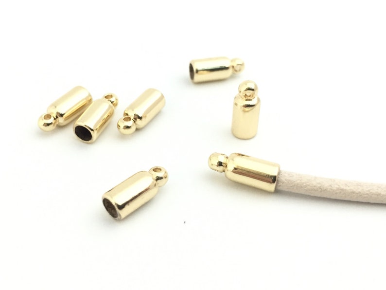 Leather Cord End Cap, Metal Connector, Gold Plated, Rhodium, Gunmetal, Antique Bronze, Antique Copper, Antique Silver, Fit 3mm, 10pc, 1-7/8 image 5