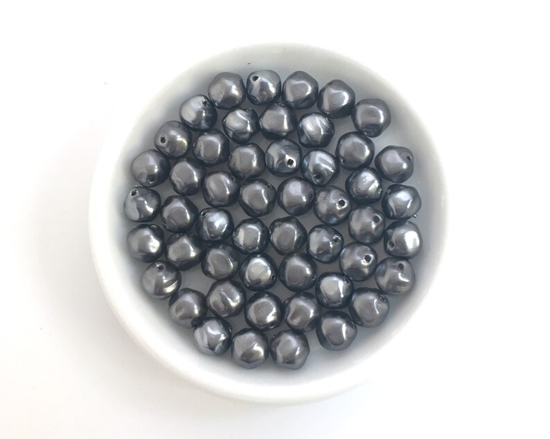 Bulk 50 Dark Gray Fake Pearls 6mm Vintage Glass Pearls Czech Etsy