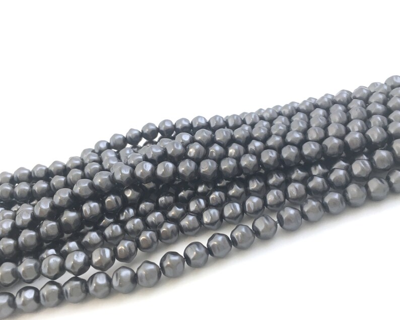Bulk 50 Dark Gray Fake Pearls 6mm Vintage Glass Pearls Czech Etsy