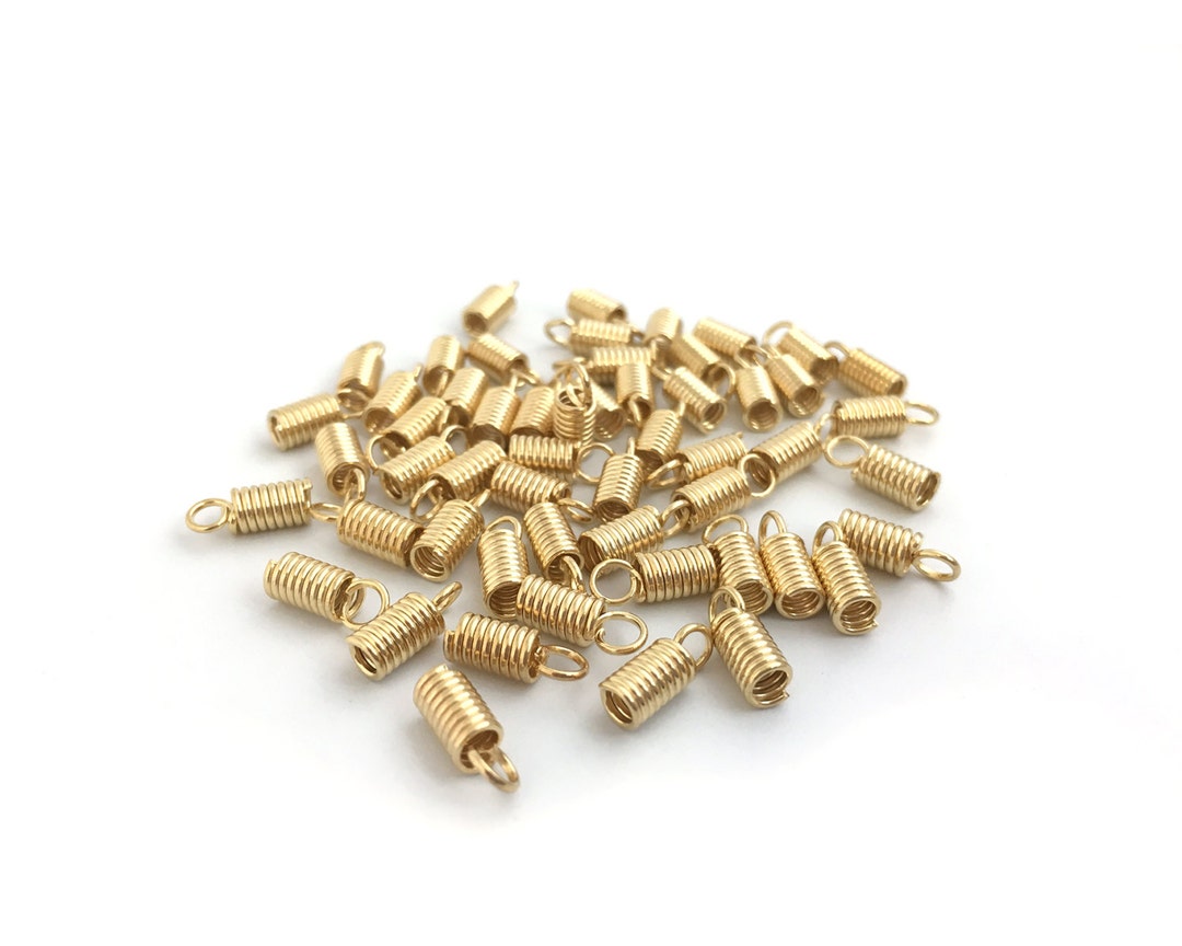 20 Cord End Cap, Leather Clasp, Crimp End, Gold Plated, Fit 2.5mm, 4x10