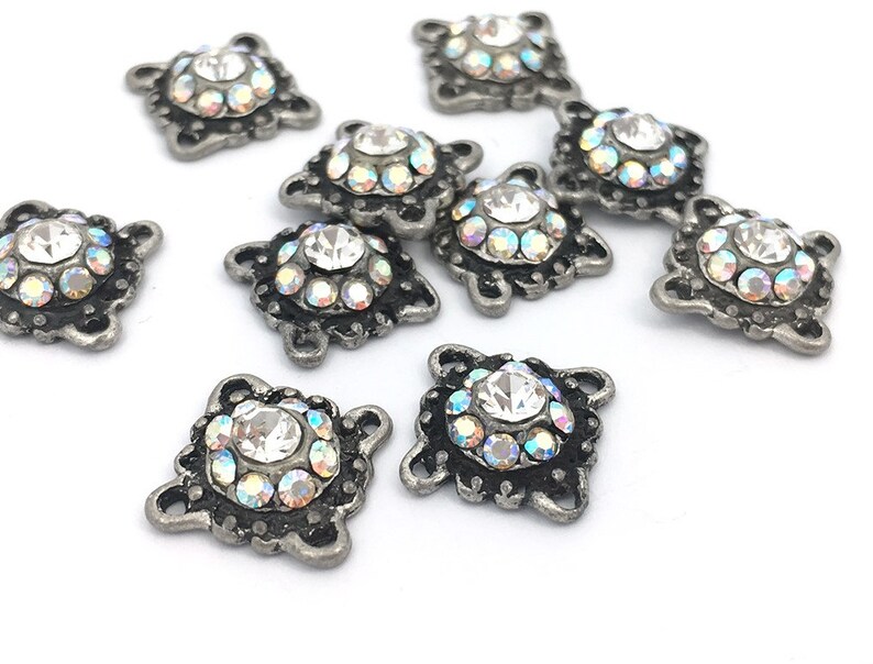 4 Rhinestone Connector Square Connector Necklace Connector Etsy