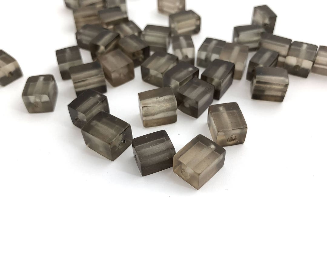 Rectangle Beeds Gray Rectangle Bead, Cylinder Bead, Geometric Bead, Handmade Resin Bead ...