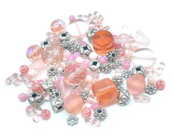 Vintage Czech Pink Bead Mix Bulk Lots Bead Soup Metal Beads DIY Craft Jewelry Making Beads 70g BM111 BM1