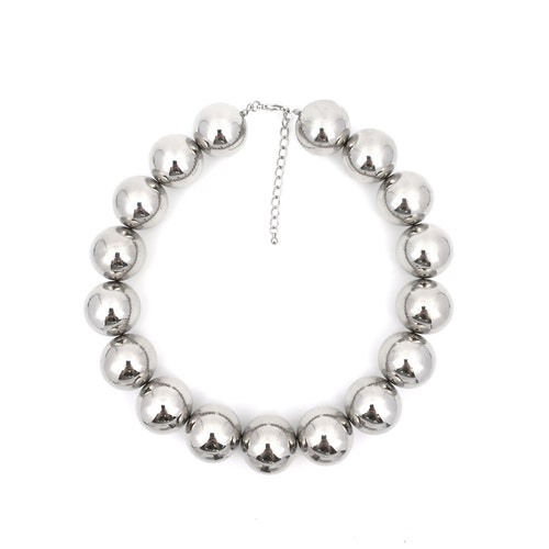Chunky Silver Ball Necklace, Big Bead Necklace, Large Bead