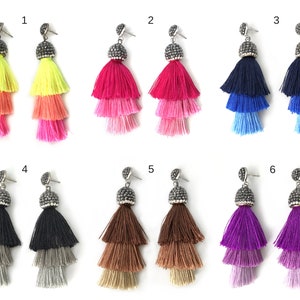 Rhinestone Earrings, Long Tassel Earrings, Party Earrings, Stud Earrings, Colorful Earrings, Drop Dangle Earring, 6 Colors, LC1-7