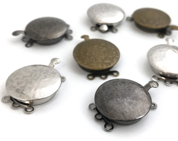 3 Holes Round Box Clasp, Brass Clasp, Necklace Clasp, Bracelet