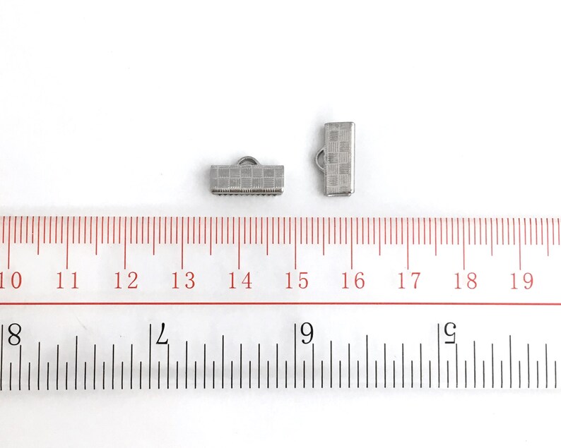 End Clasp Rhodium Plated Leather Cord End Silver End Cap 20 Ribbon Crimp End Fold Over Crimp 6x13 Ribbon Clasp End Bar