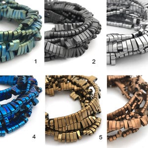 Puede incluir: Seis hebras de cuentas de hematites facetadas en varios colores, incluyendo verde azulado, gris, plata, azul, oro y cobre. Las cuentas están dispuestas en un círculo y tienen aproximadamente 1,2 cm de longitud.