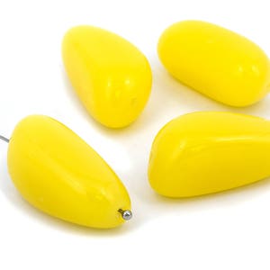 2 Large Glass Bead, Yellow Glass Nugget Bead, Chunky Bead, Focal Bead, Czech Bead, Pressed Bead, Jewelry Making Bead, 15x30, 4853J CJ5-8 image 1