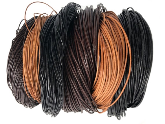 1mm 2mm 3mm Round Leather cord, Genuine Leather Cord Black Leather Cord Brown Leather Cord Natural Leather Cord Necklace Bracelet Cord LC1-3