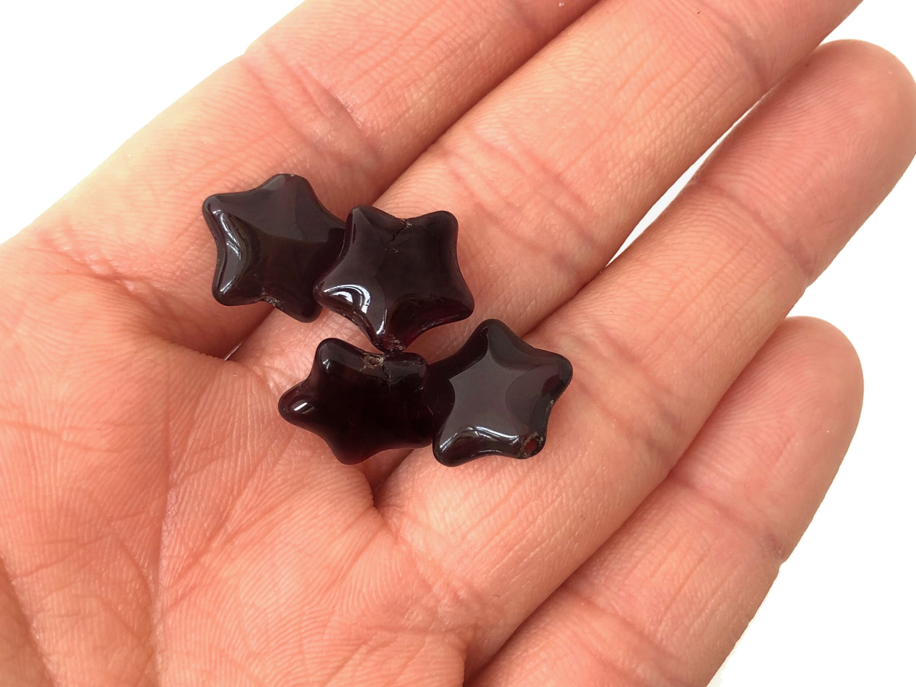 12mm Dark Red Star Bead Vintage Czech Glass Bead DIY Craft 15pc 